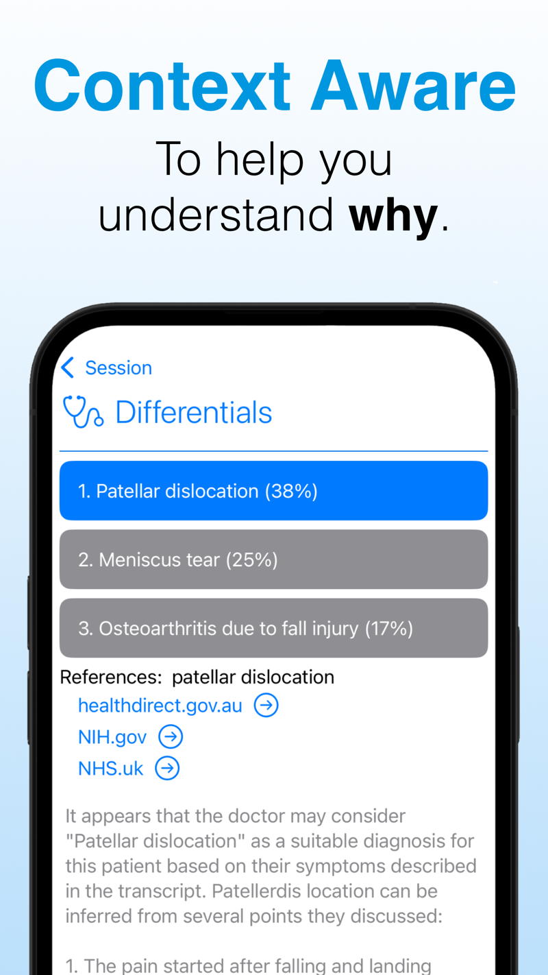 Featuring a medical terminology databse that's context aware